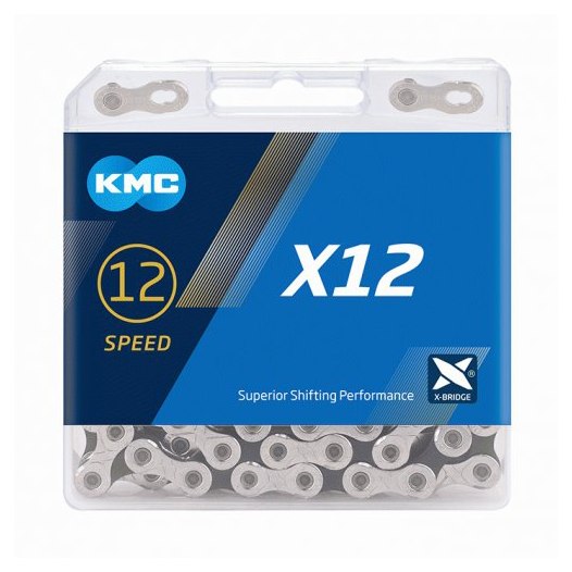 CORRENTE BICICLETA KMC X12 PRATA 12V 126E