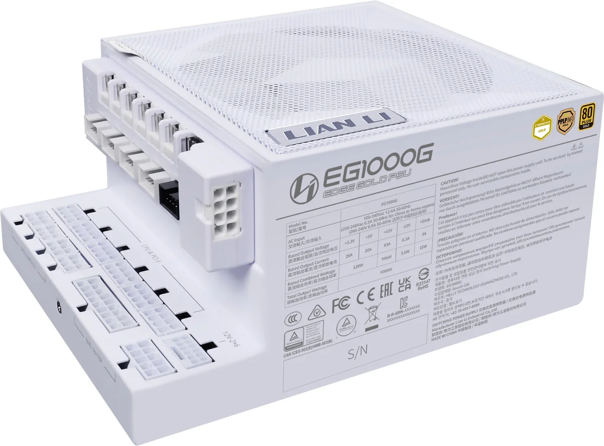 Fonte Modular Lian Li Edge 1000W 80+ Gold Branco