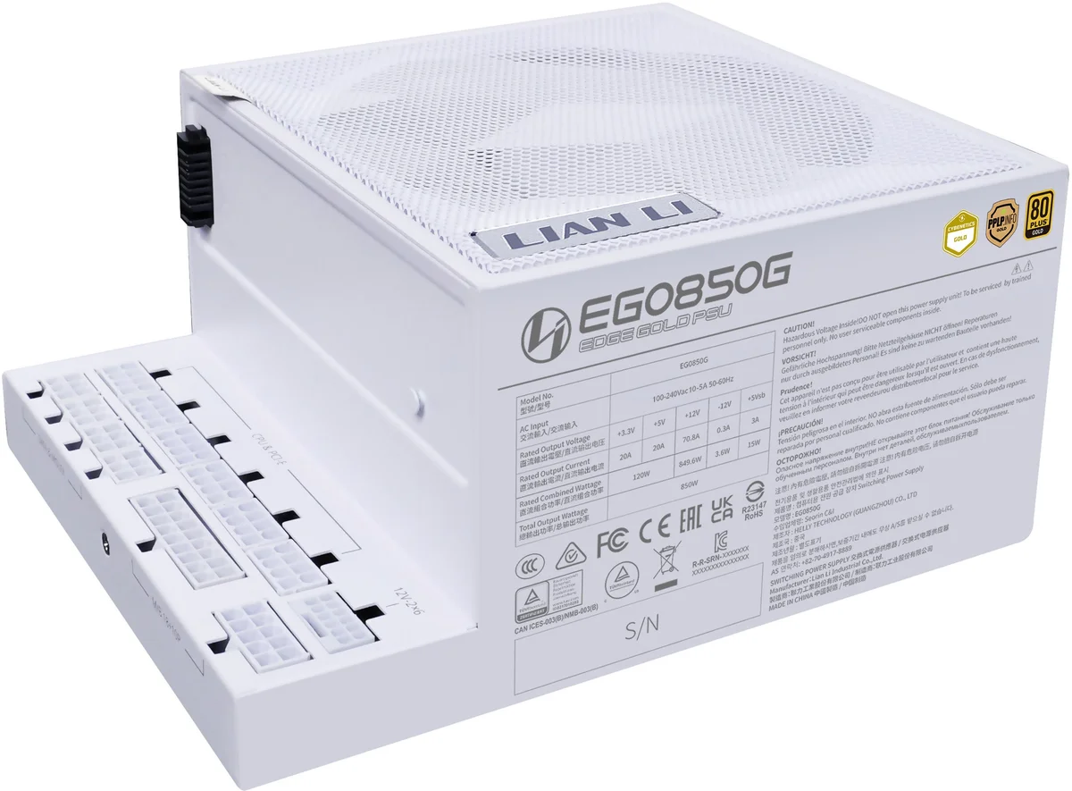 Fonte Modular Lian Li Edge 850W 80+ Gold Branco