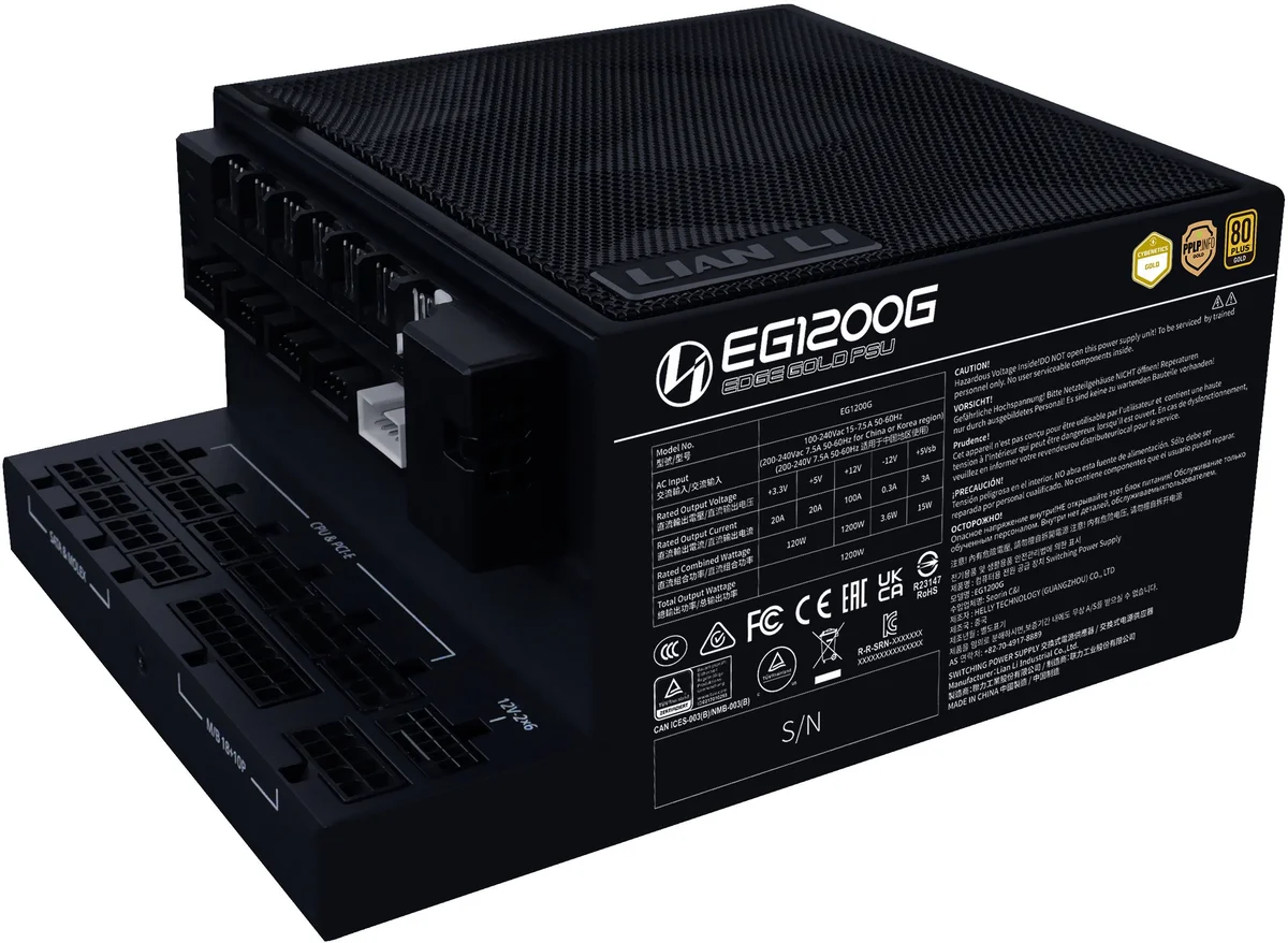 Fonte Modular Lian Li Edge 1200W 80+ Gold Preto
