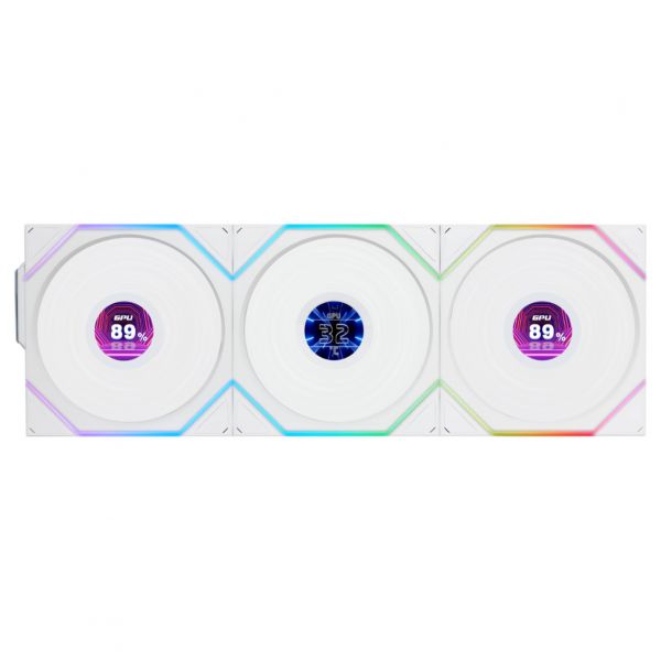 Lian Li Ventoinha 120mm Uni TL120 Lcd Wireless RGB Reverse PWM Branca (Pack3) - 12RTLLCD1W3W