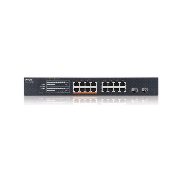 Switch Zyxel de 16 portas 2,5G, 2 SFP+, gerido por L2, PoE de 180 W, montagem em rack