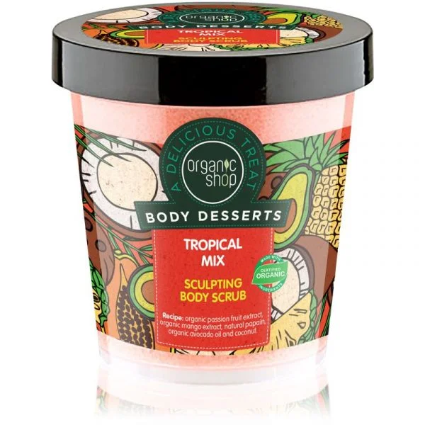 Organic Shop Body Desserts Tropical Mix Esfoliante Corporal para Emagrecer 450 ml
