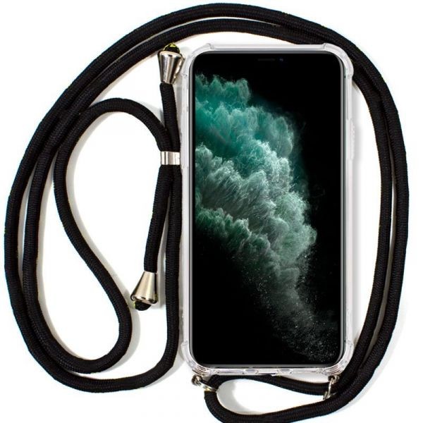 Capa Silicone Transparente iPhone 11 Pro Cordão Preto