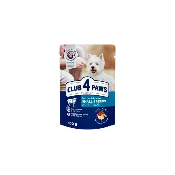Ração Húmida Club 4 Paws Adult Small Breeds Saquetade Borrego em Molho 100g