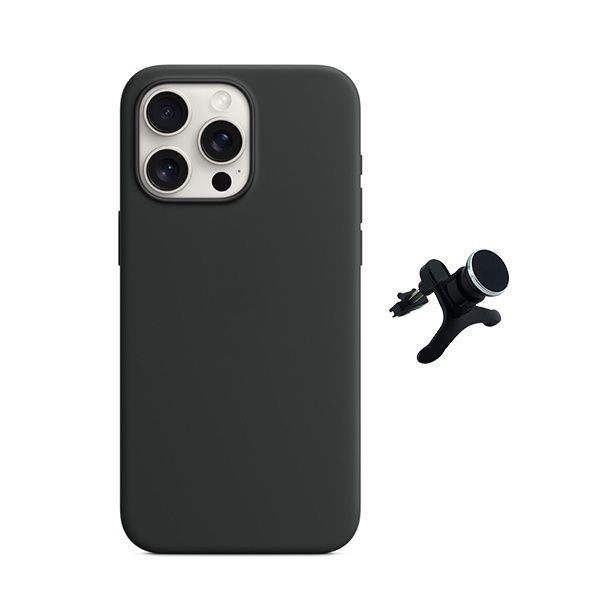 G4M Kit Suporte Magnético Com Pernas + Capa Proteção Traseira Silicone GIFT4ME Compativel Com Apple iPhone 16 Pro Max Black 4894128420293
