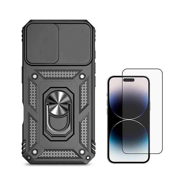 G4M Kit Película de Vidro Temperado Gorilasglass + Capa de Proteção Militar Magnética Janela GIFT4ME Compativel Com Apple iPhone 16 Black 4894128423799