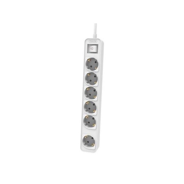 Philips Extensão elétrica CHP2164W/62 com interruptor de 6 tomadas 1,5 m branco