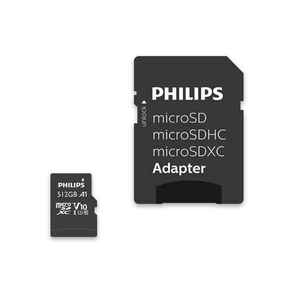 Philips 512GB MicroSDXC Class 10 UHS-I U1 A1 FM51MP45B/00 + Adaptador SD