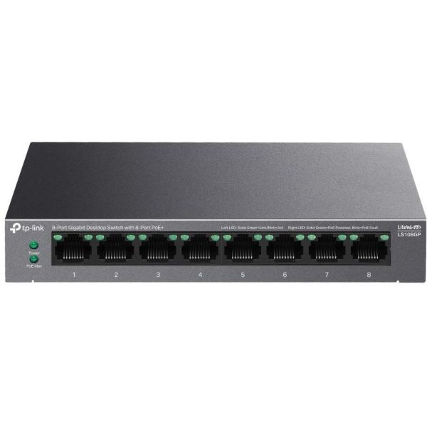TP-Link Switch LS108GP 8 Portas LiteWave Gigabit Desktop PoE+ - LS108GP