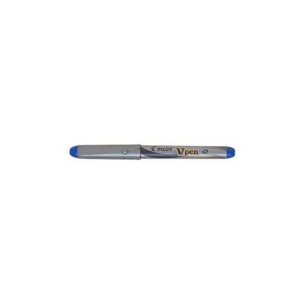 Caneta Tinta Permanente V-Pen Prata Azul
