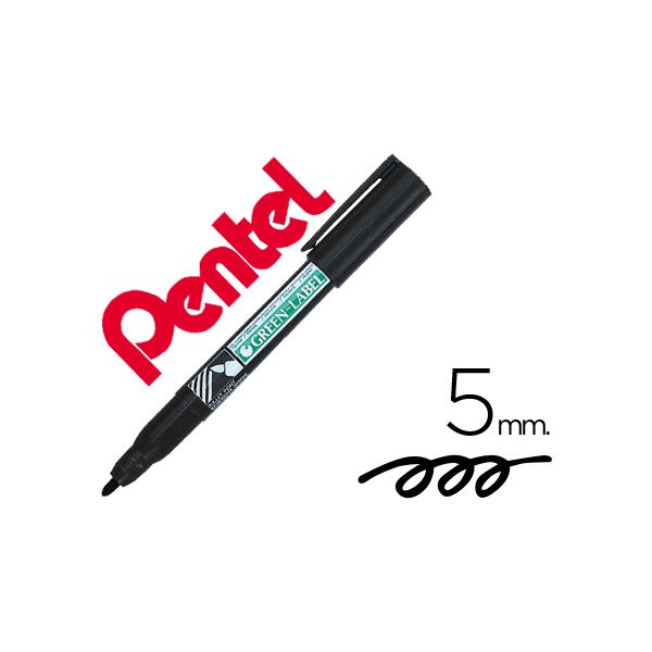 Pentel 12 un. Marcador Permanente Ponta Redonda Preto - NN50-A