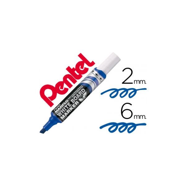 Pentel 12 un. Marcador Mwl6 Maxiflo Quadro Br. Biselado Azul - MWL6-C