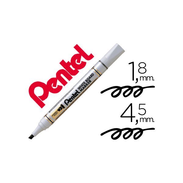 Pentel 12 un. Marcador Mw86 Quadro Br. Biselado Preto - MW86-A