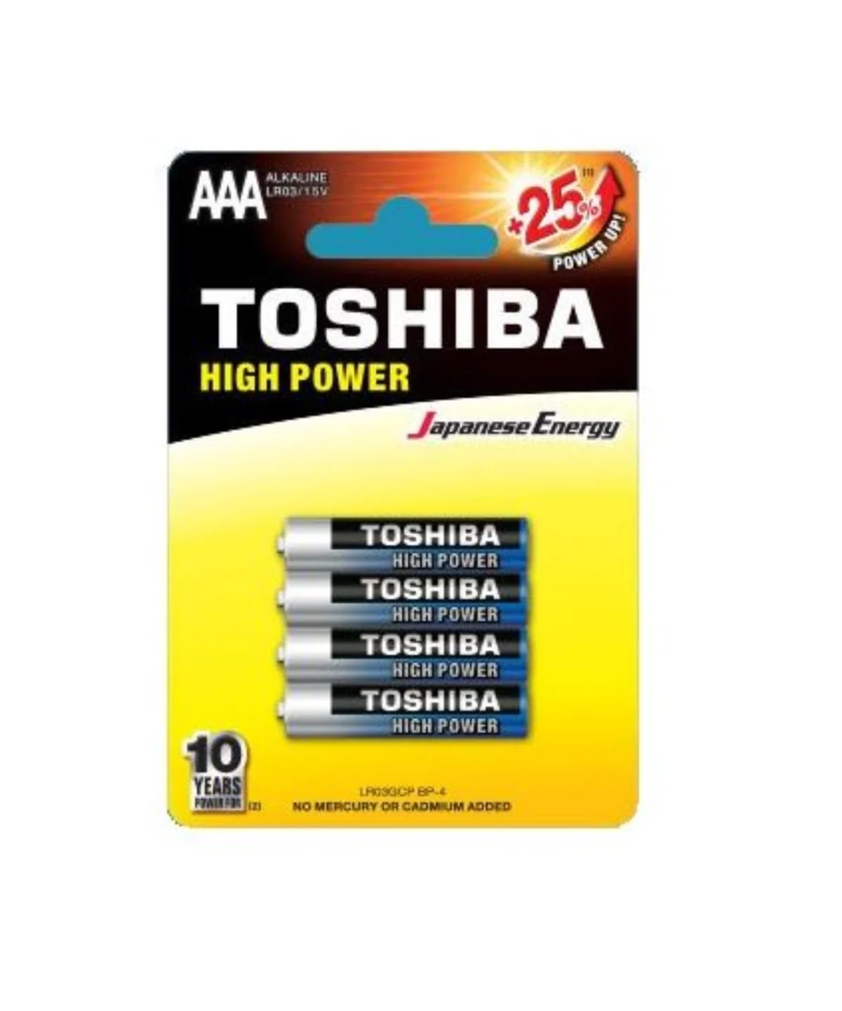 Pack de 4 Pilhas AAA Toshiba High Power LR03 1.5V Alcalinas