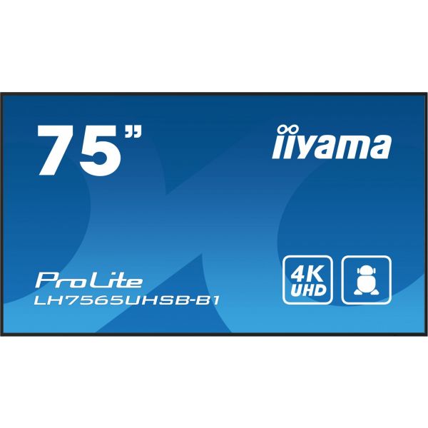 iiyama 75" LH7565UHSB-B1 LED Monitor Videowall 4K Wi-Fi Android 11