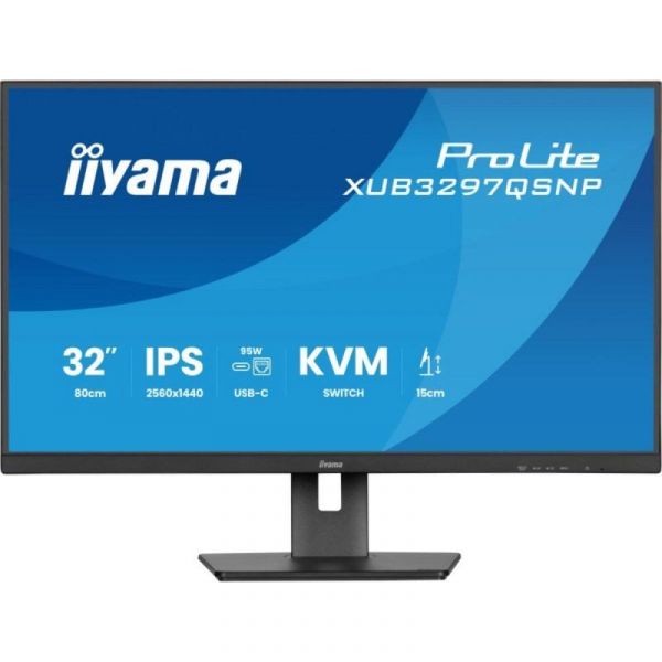 Monitor iiyama ProLite XUB3297QSNP-B1 32" IPS QHD 100Hz com Altifalantes, Altura Ajustável, USB-C e KVM