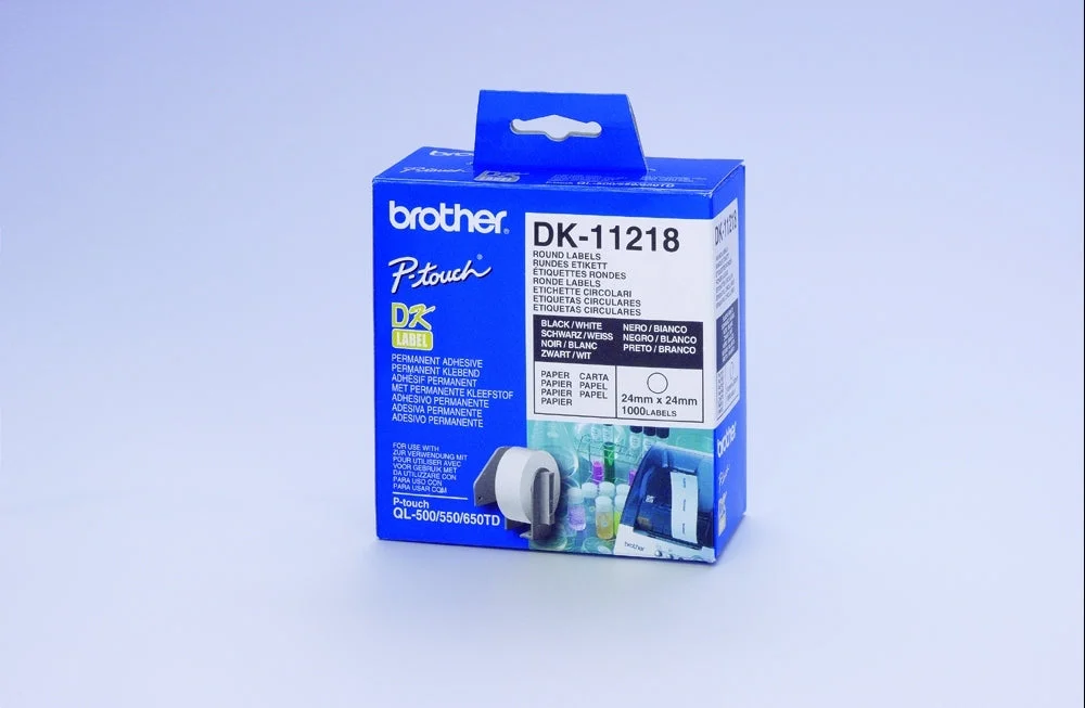 Etiquetas Brother DK-11218 Round Labels Branco