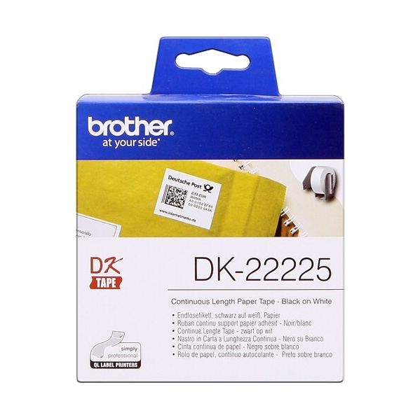 Brother DK22225 Etiquetas de Tamaño personalizado Largura 38mm x 30.48 metros - DK22225