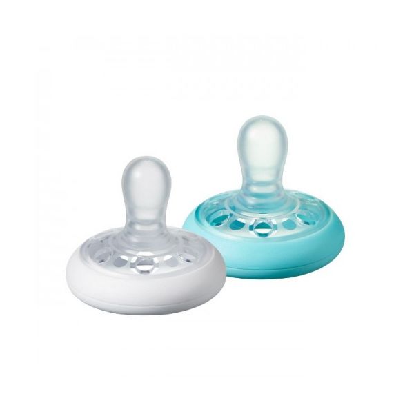 Tommee Tippee 2 Chupetas em Forma de Peito 6-18m Branco e Azul