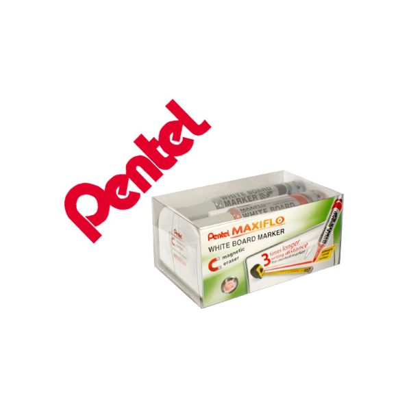 Pentel Pack Apagador Magnético + 4 Marcadores Maxiflo - MWL5M-4N