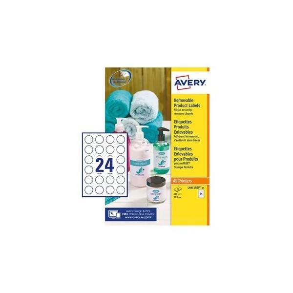 Avery Etiquetas Redondas Removíveis 37mm 25 Folhas 600Unidades