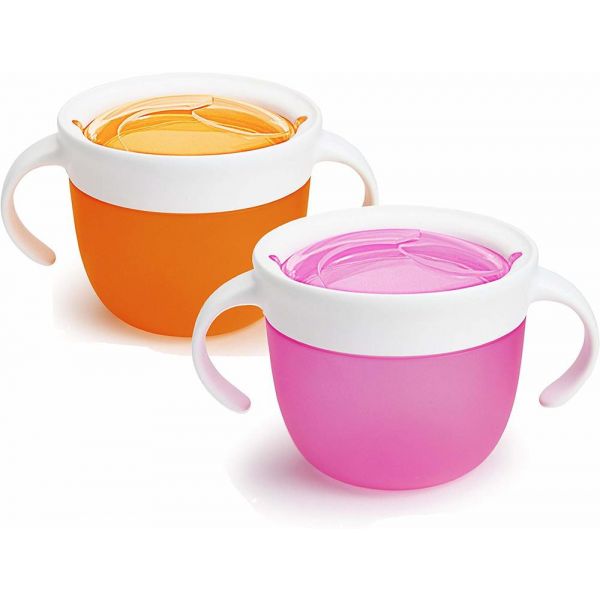 Munchkin Pack Recipientes de Lanche Snack 2 uds 12M+ Rosa e Laranja