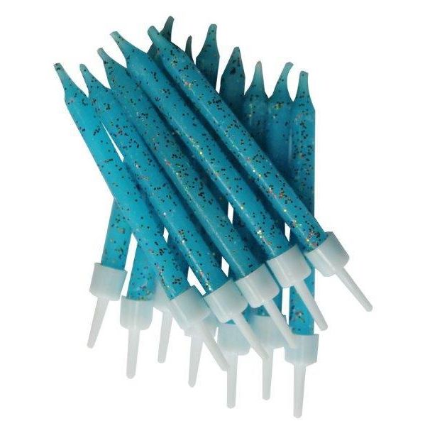 Anniversary House Pack 12 Velas com Suporte Glitter Azul