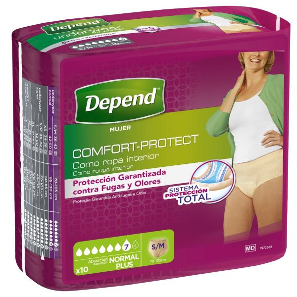 Depend Gel iQ Cuecas Incontinência Normal Mulher S/M 10 Unidades