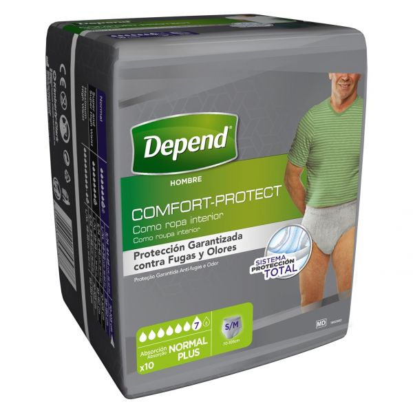 Depend Gel iQ Cuecas Incontinência Normal S/M Masculino 10 Unidades