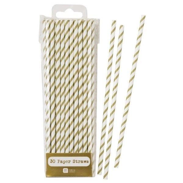 Talking Tables 30 Palhinhas Riscas Dourado