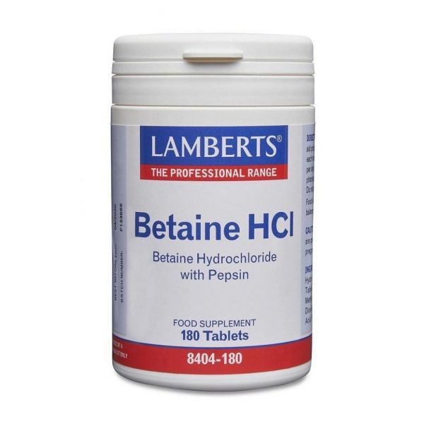 Lamberts Betaine HCl Pepsina 180 Comprimidos