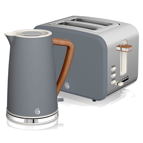 Swan Conjunto Nórdico Chaleira 1,7L + Torradeira 2 Fendas Inox / Silver