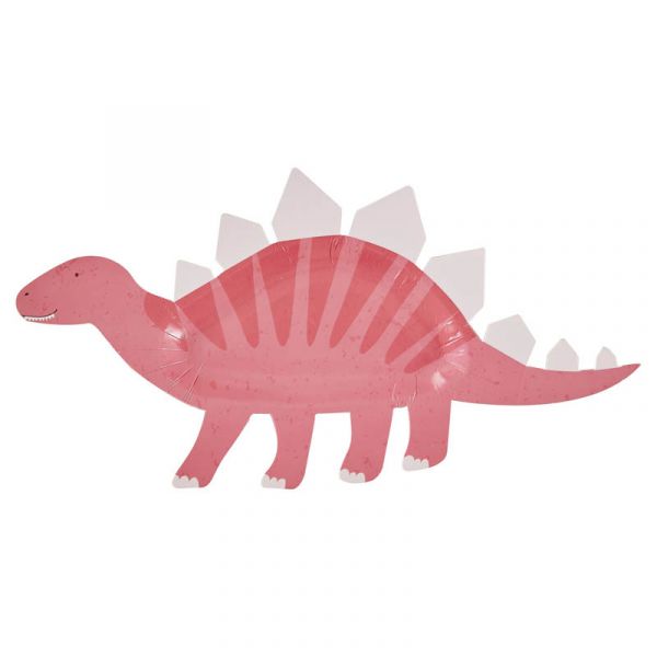 GingerRay Pratos Recortados Dinossauro Rosa 8 un. - 340191122