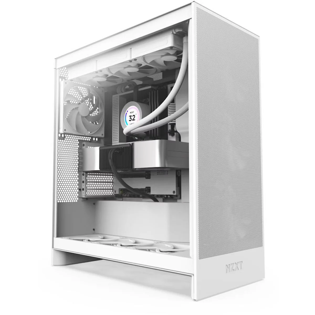 Caixa ATX NZXT H7 Flow (2024) All White Vidro Temperado