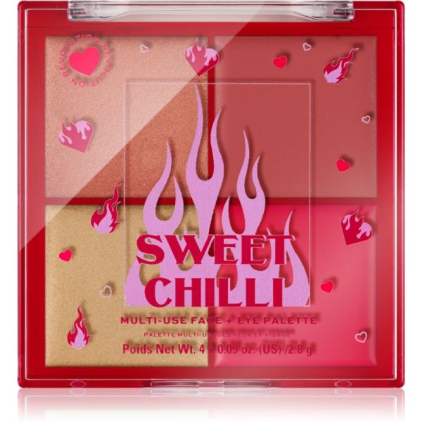 i Heart Revolution Sweet Chilli Blush & Highlight Quad Paleta de Iluminadores e Blushes 4x0.9 g