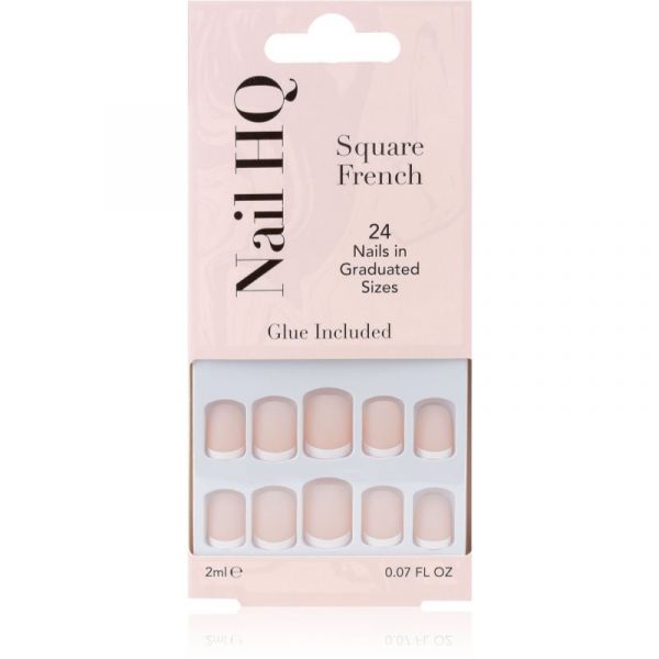 Nail Hq Square French Unhas Artificiais 24 Un.