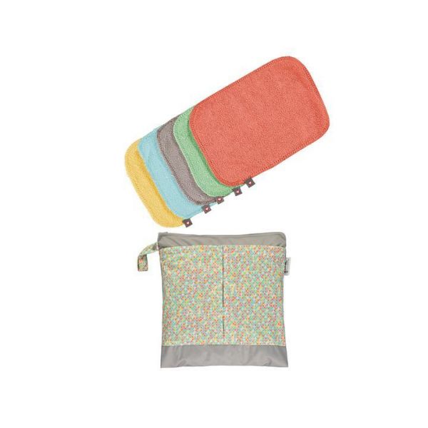 Close Parent Pack 10 Toalhitas Reutilizáveis De Tecido De Bambu Cores Pastel