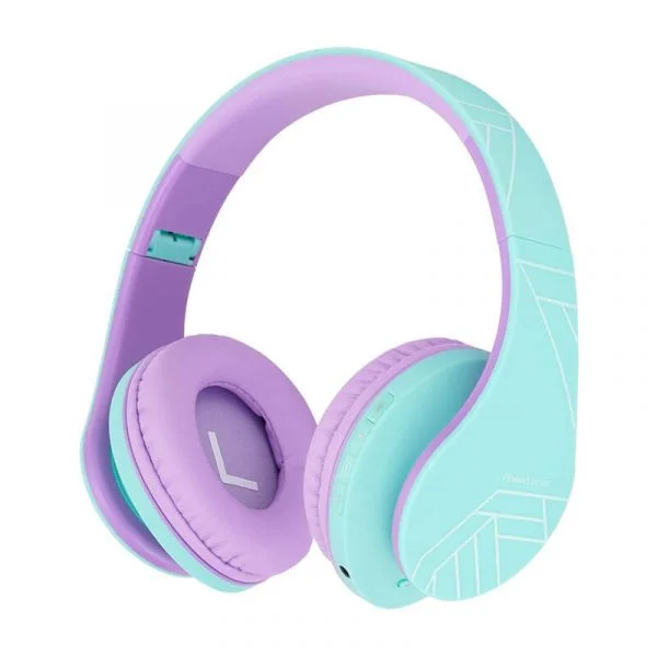 PowerLocus P2 Kids Headphones Wireless Teal/Turquoise and Purple