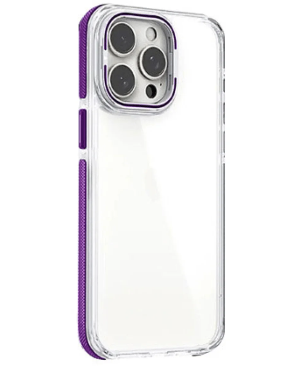 Capa Acrílico Borda Silicone são Suporte Cubrecamara iPhone 13/14 Roxo