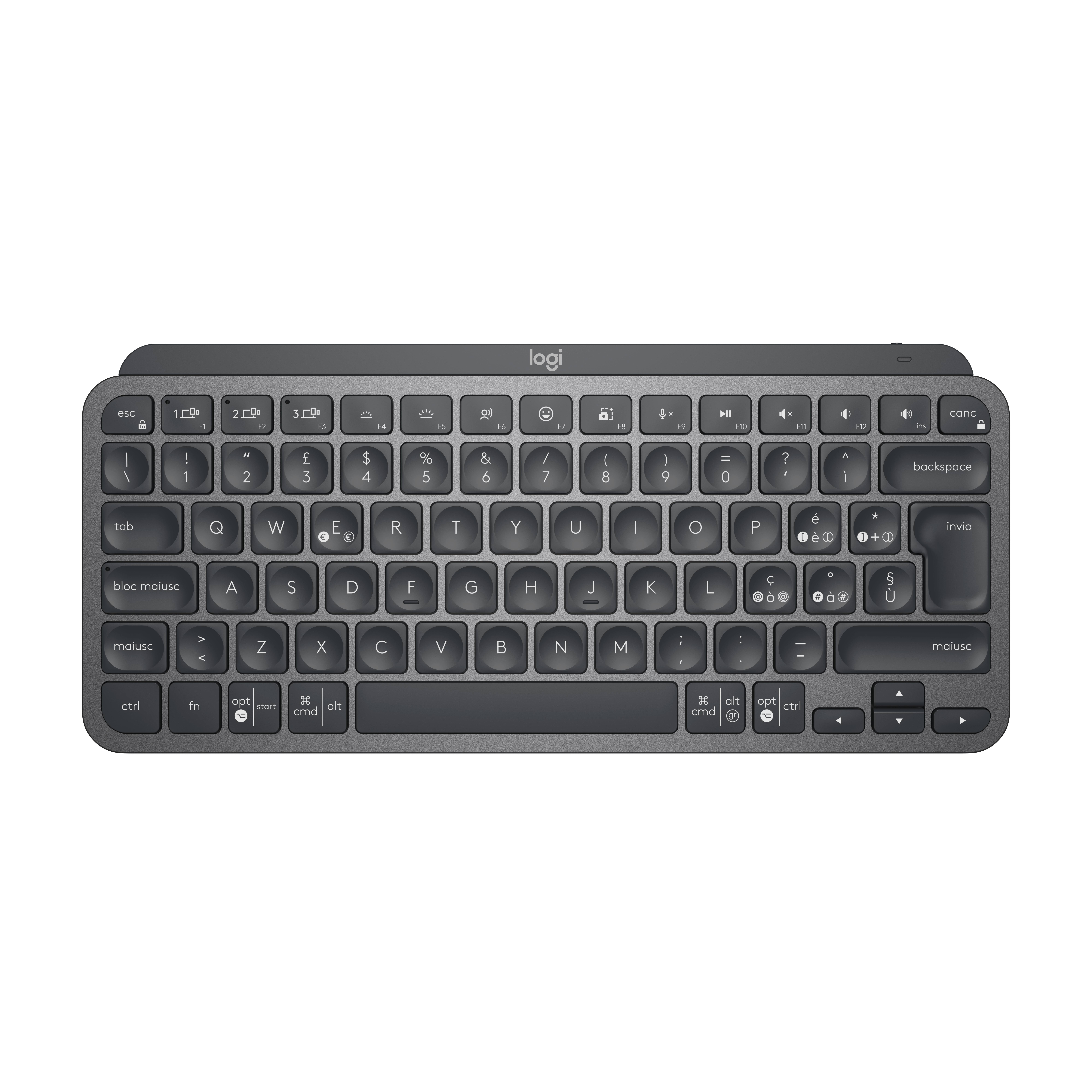 Teclado Logitech MX Keys Mini Sem Fios QWERTY Italiano Graphite