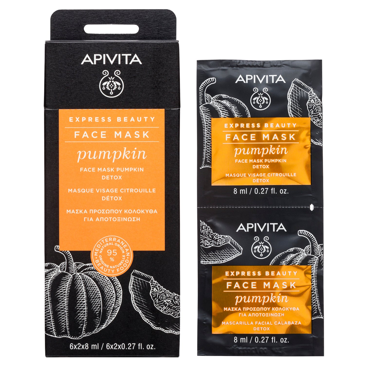 Apivita Express Beauty Máscara Pumpkin 2x8 mL – Detox & Luminosidade