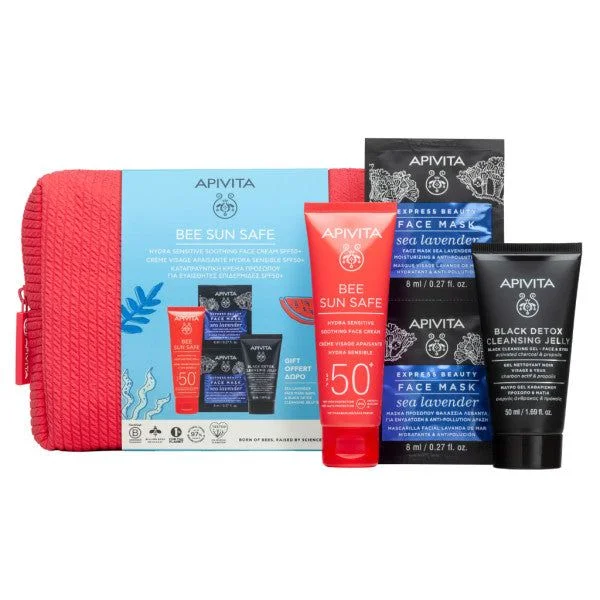 Apivita Bee Sun Cr Hidra SPF50 50ml + Máscara 2x8ml + Gel Limpeza 50ml + Oferta Bolsa Coffret