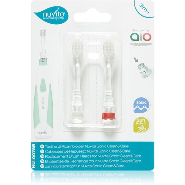 Nuvita Sonic Clean&Care Replacement Brush Heads Medium 12m+ 2 Unidades