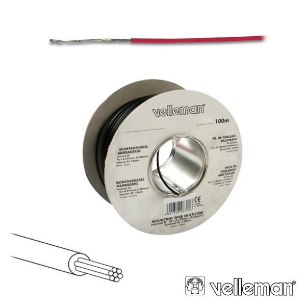 Velleman Cabo Multifilar Vermelho 0.20MM Rolo 100MT - MOWR