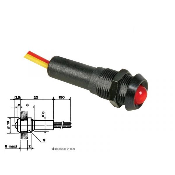 Velleman LED Piloto Red Caixa Preta - 24VBR