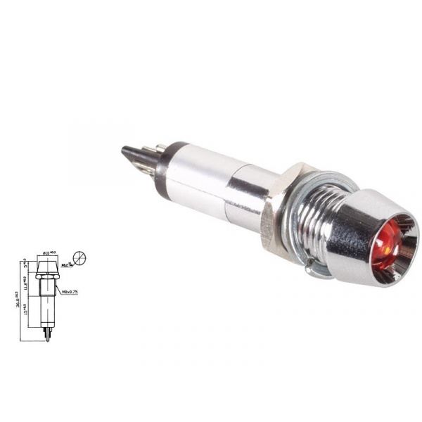 Velleman Luz Piloto Vermelho Cromado 220v - 220VCRL