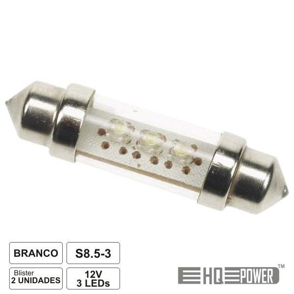 Velleman Lâmpada P/ Automóvel 12V 3 Leds Branco 2X Hq Power - ACLL01W