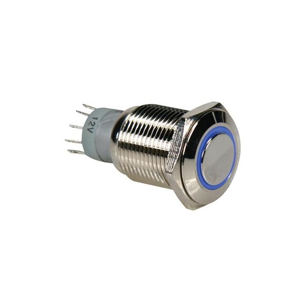 Velleman Interruptor de Pressão metal com anel azul 12V R1610B