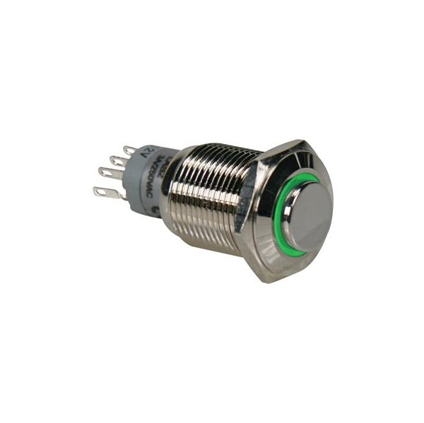 Velleman Interruptor de Pressão metal com anel verde 12V R1710G